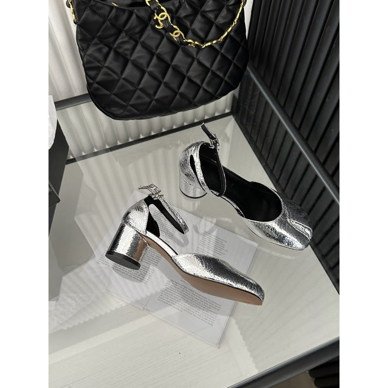 Damen schicke Slingback-Pumps mit modischem Glanz EB