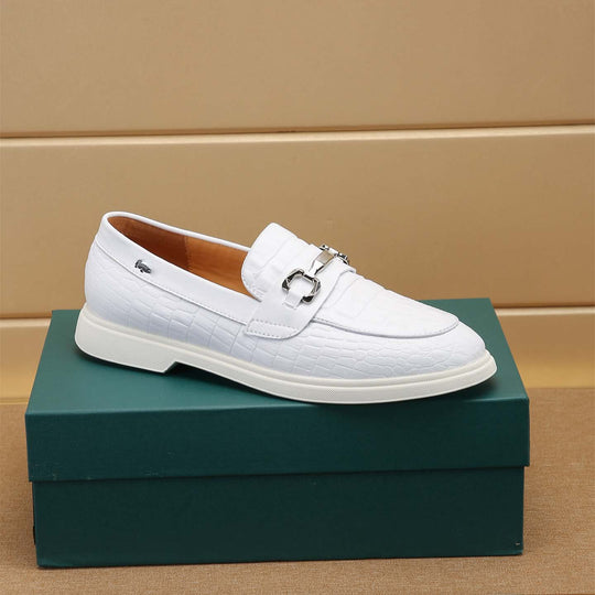 Damen Mokassin Slipper mit modischem Krokodil-Leder-Design EB