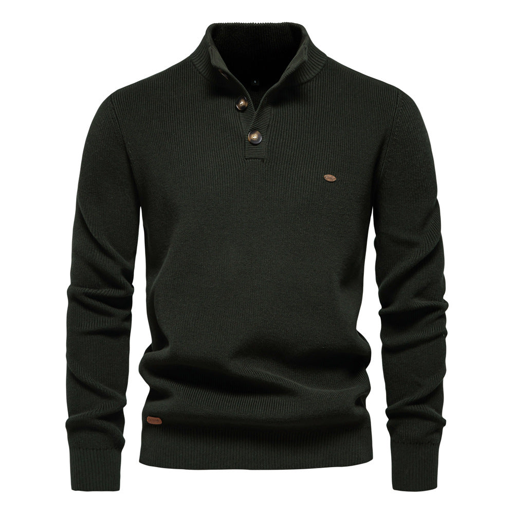 Herren Pullover mit Knopfleiste und strukturiertem Muster EB