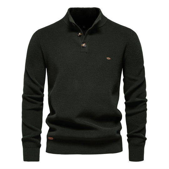 Herren Pullover mit Knopfleiste und strukturiertem Muster EB