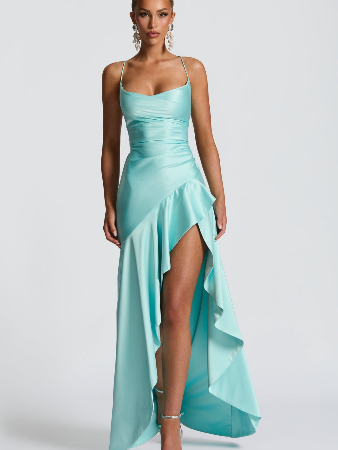 Damen Satin Abendkleid EB