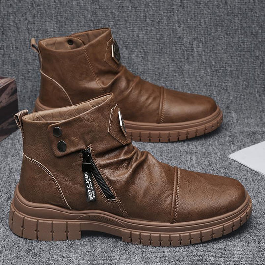 Damen Stiefeletten aus hochwertigem Leder mit robustem Profil und funktionalem Reißverschluss EB