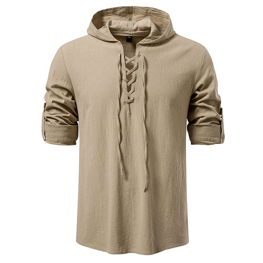 Herren lässiges Kapuzenshirt mit modernes Schnürdesign EB