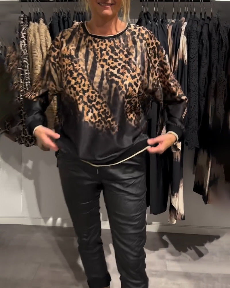 Damen Oberteil mit tierischem Druck und elegantem Schnitt Heidi-Mode