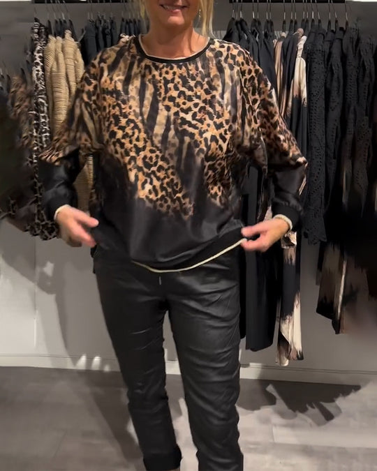Damen Oberteil mit tierischem Druck und elegantem Schnitt Heidi-Mode