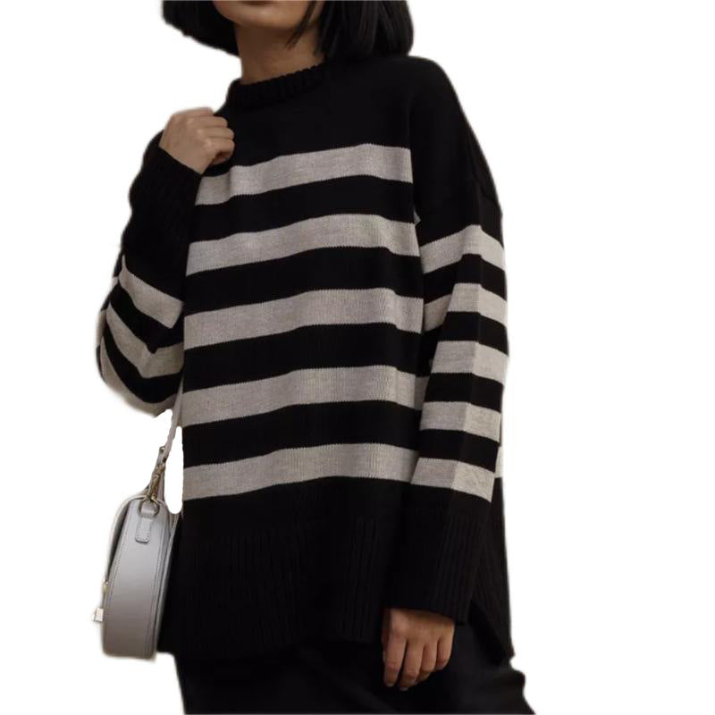 Damen Oversized Pullover mit Streifenmuster EB