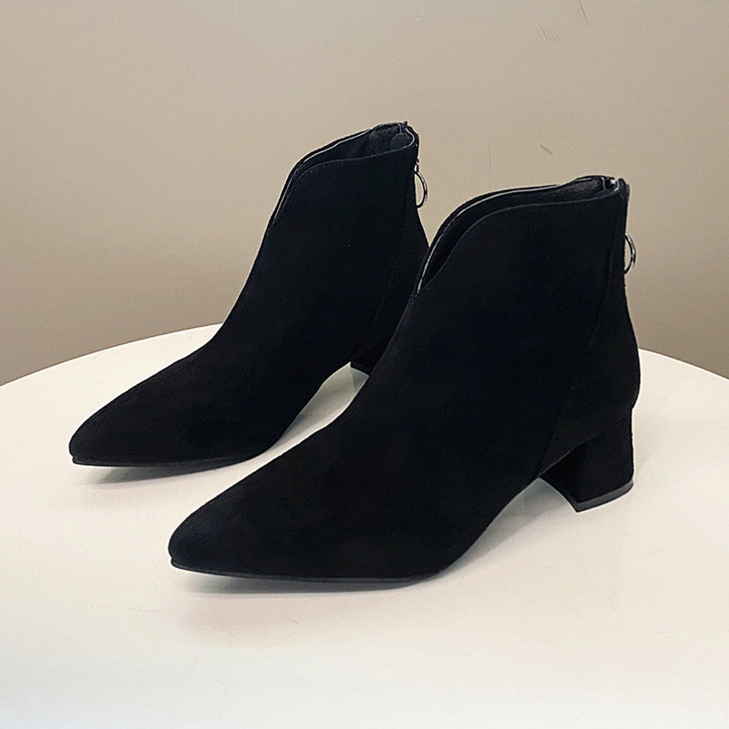 Damen nan spitze Ankleboots mit rückseitigem Zipperring und komfort-Blockabsatz EB