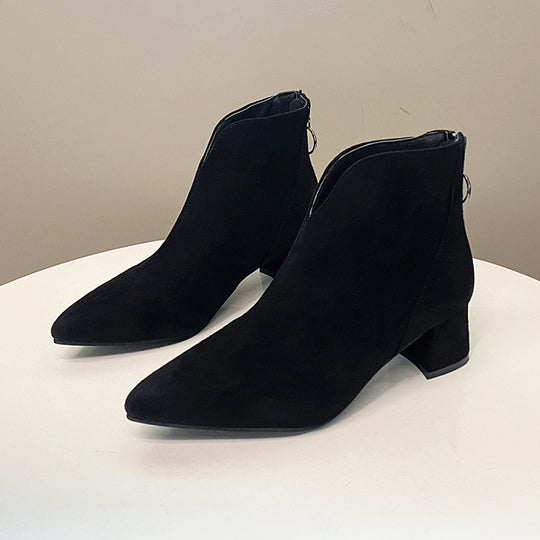 Damen nan spitze Ankleboots mit rückseitigem Zipperring und komfort-Blockabsatz EB
