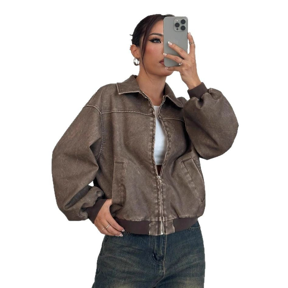 Damen oversized Bomberjacke mit lässigem Schnitt und voluminösen Ärmeln EB