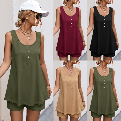 Damen luftiges Lounge-Set mit schickem Oberteil und komfortablen Shorts EB