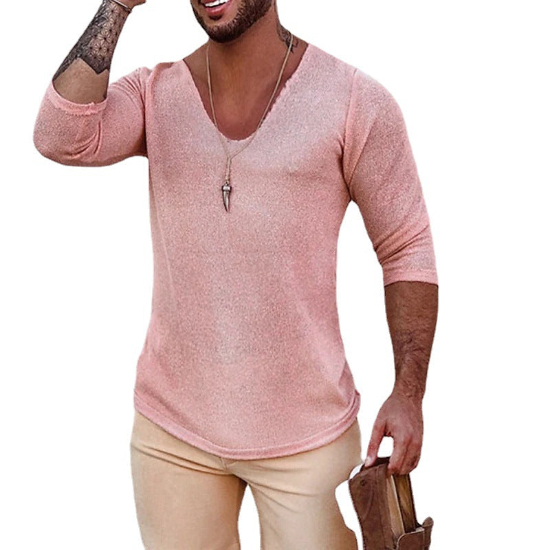 Herren V-Ausschnitt Shirt mit innovativem Strukturdesign EB