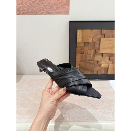Damen elegante Mules mit geschwungenem Riemendetail EB