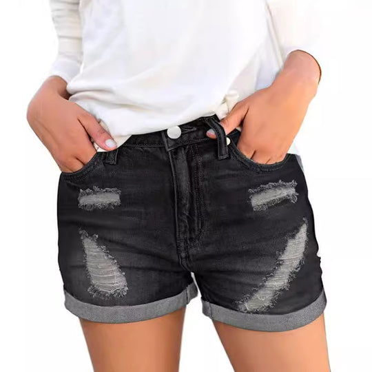 Damen Jeansshorts mit modischen Rissdetails und lässigem Schnitt EB