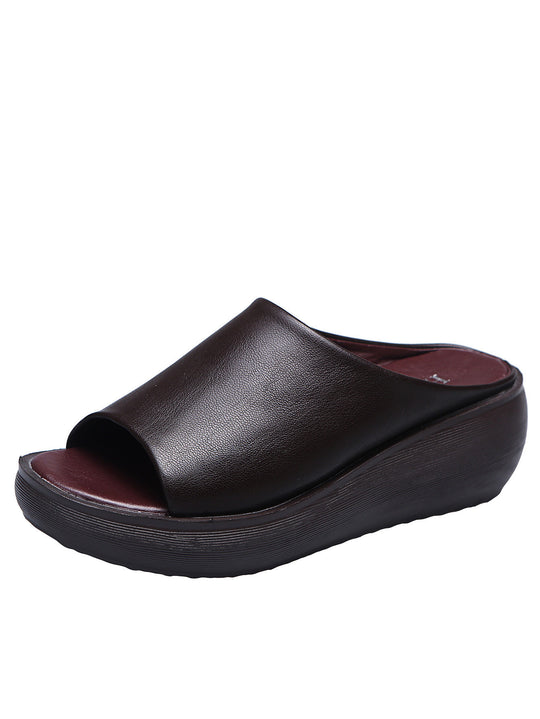 Damen Wedge-Pantoletten aus hochwertigem Leder EB