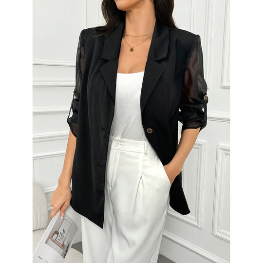Damen Eleganter Blazer mit transparenten Ärmeln EB