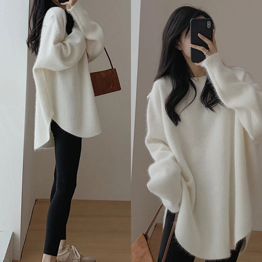Damen Oversized Pullover im lässigen Stil mit weichem Mohairgefühl EB