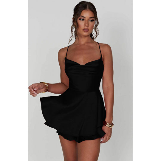 Damen-Minikleid mit sexy Schnitt, fließendem Rock, EB