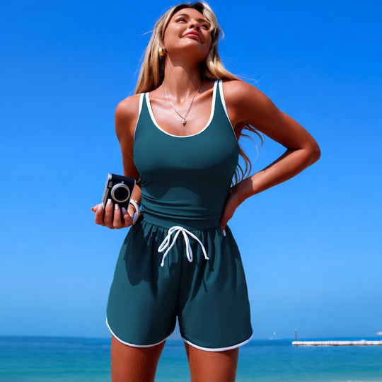 Damen Sportlicher Schwimmanzug mit lässigen Shorts EB