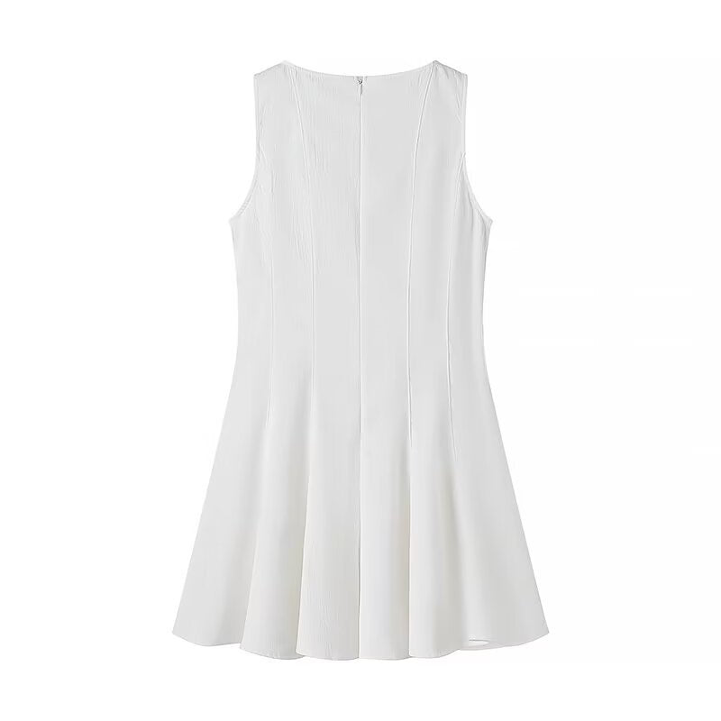 Damen ärmelloses Sommerkleid mit hohem Schnitt und elegantem Saum EB