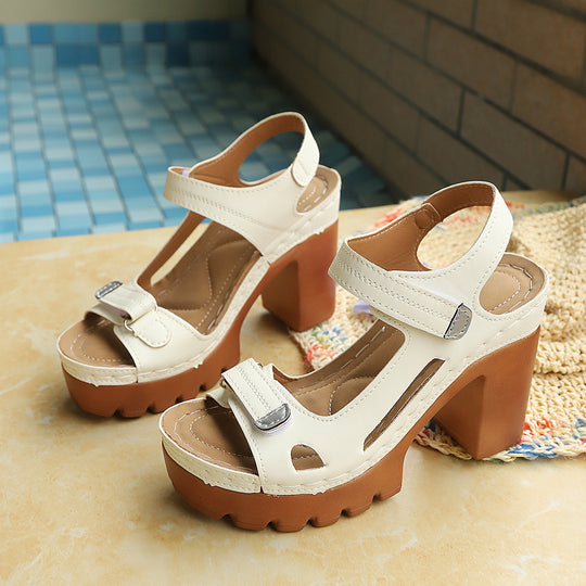 Damen Elegante Plateau-Sandalen mit modischem Riemen und stabiler Sohle EB