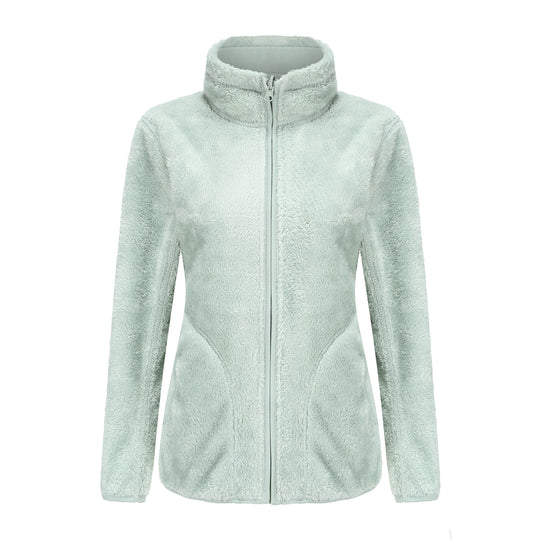Damen nan kuschelige Fleecejacke mit hohem Stehkragen, durchgehendem Reißverschluss und figurformenden Nähten EB