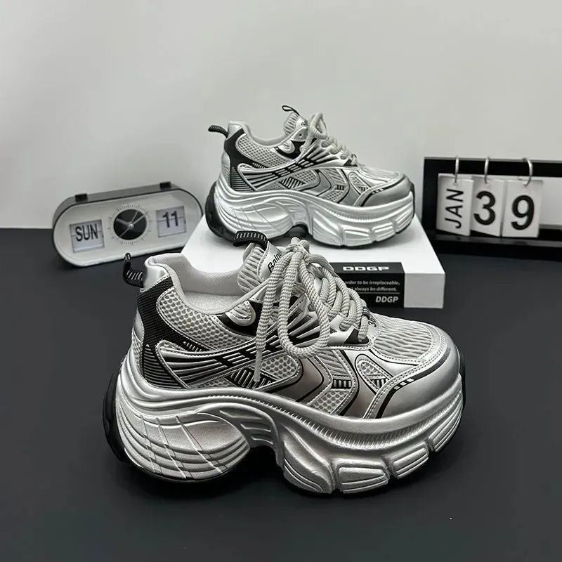 Damen Chunky Sneakers mit atmungsaktiver Netzstruktur und gepolsterter Sohle EB