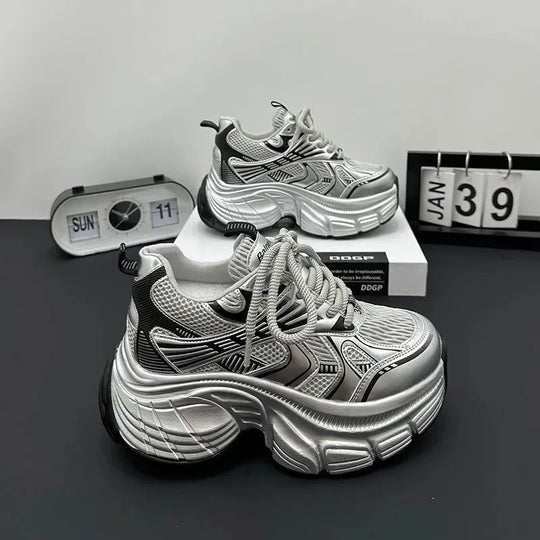 Damen Chunky Sneakers mit atmungsaktiver Netzstruktur und gepolsterter Sohle EB