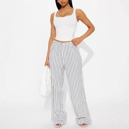 Damen Leichte und luftige Streifenhose EB