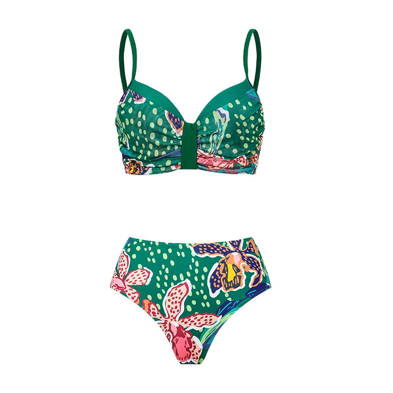 Damen Bikiniset mit farbenfrohem Maxirock und schicker Brustpartie EB