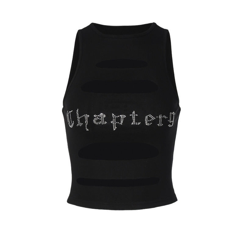 Damen Schulterfreies Cut-Out Top mit Glitzer-Print EB