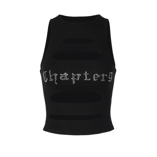 Damen Schulterfreies Cut-Out Top mit Glitzer-Print EB
