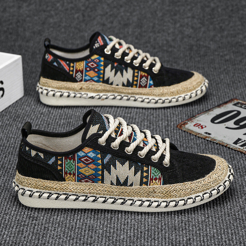 Damen Espadrilles-Sneaker mit exotischem Musterdruck und modischer Kordelsohle EB