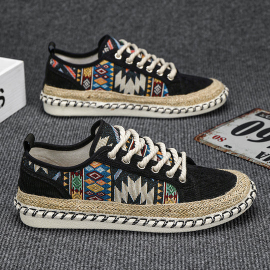 Damen Espadrilles-Sneaker mit exotischem Musterdruck und modischer Kordelsohle EB