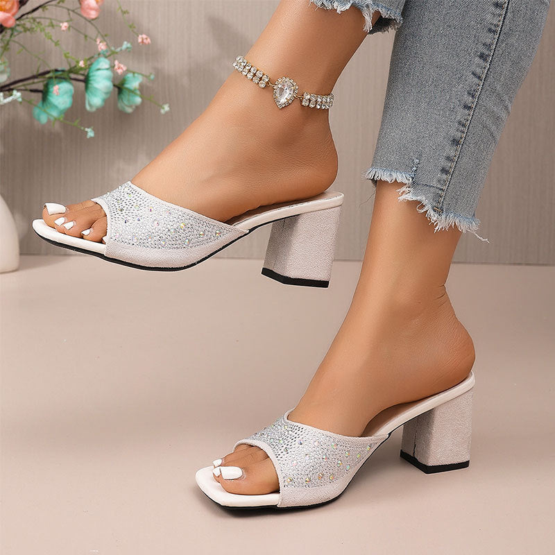 Damen elegante Riemensandalen mit Glitzerakzenten EB