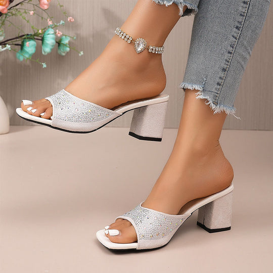 Damen elegante Riemensandalen mit Glitzerakzenten EB