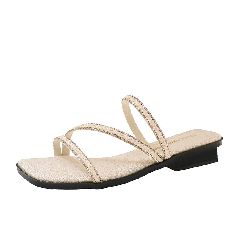 Damen Elegante Riemchensandalen mit funkelnden Strass-Akzenten EB