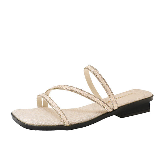Damen Elegante Riemchensandalen mit funkelnden Strass-Akzenten EB