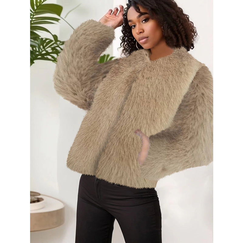 Damen Kuschelige Fleecejacke mit Lockenstruktur EB