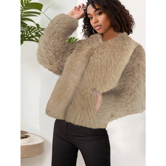 Damen Kuschelige Fleecejacke mit Lockenstruktur EB