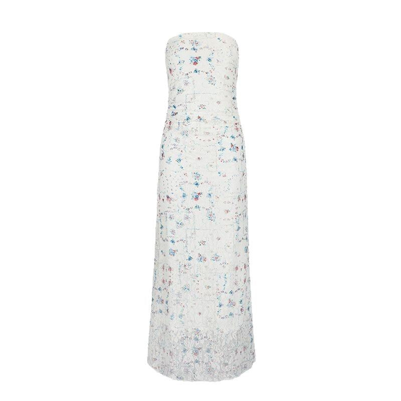 Damen Maxikleid im romantischen Spitzen-Look mit floralen Mustern EB