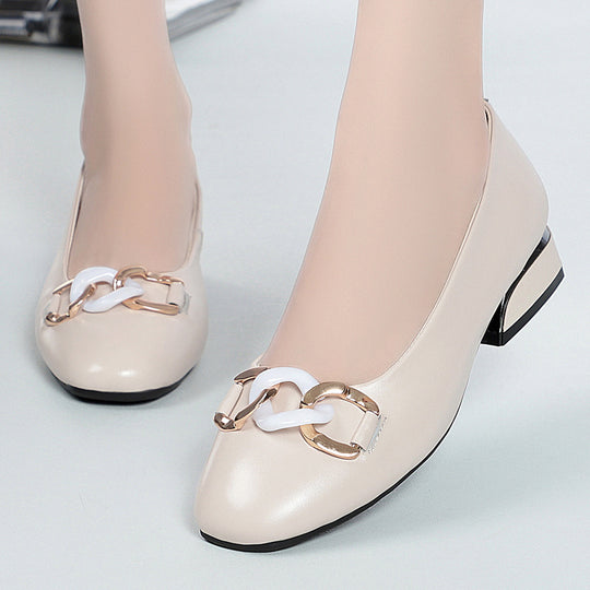 Damen elegante Ballerinas mit modischem Schmuckdetail und komfortablem Absatz EB