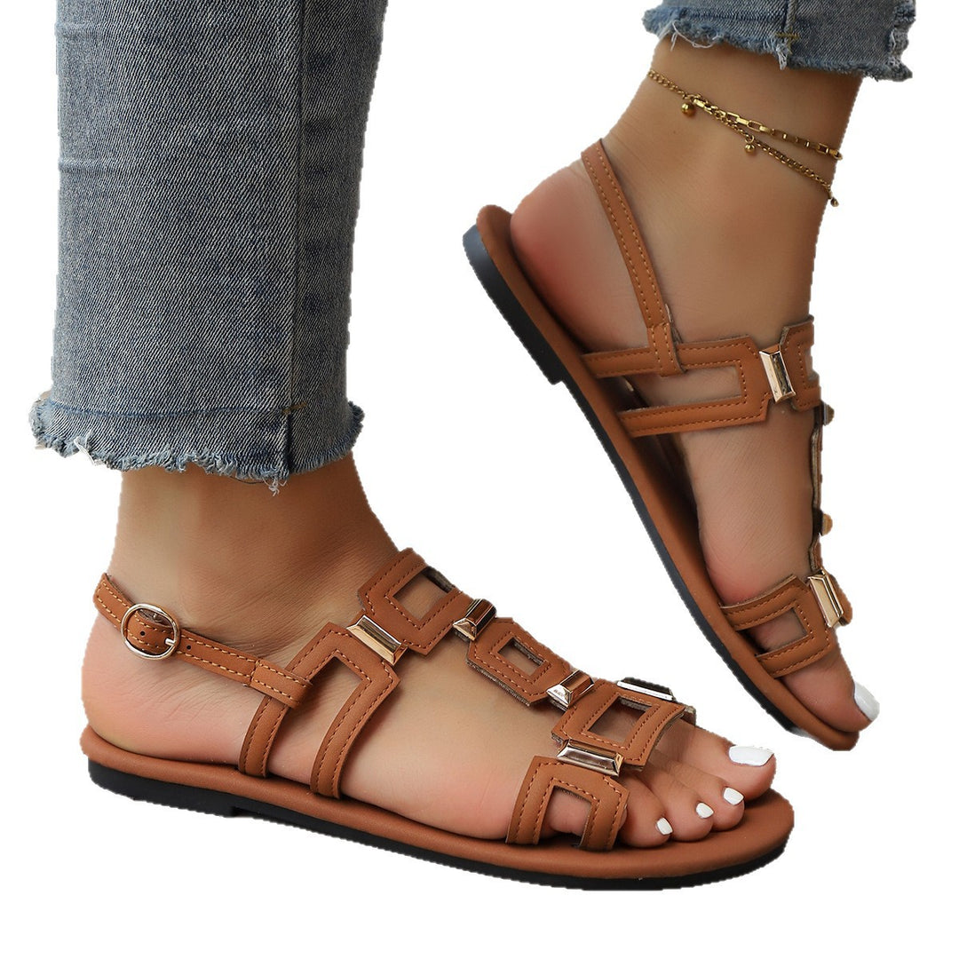 Damen elegante Sandalen mit modischen geometrischen Riemen EB