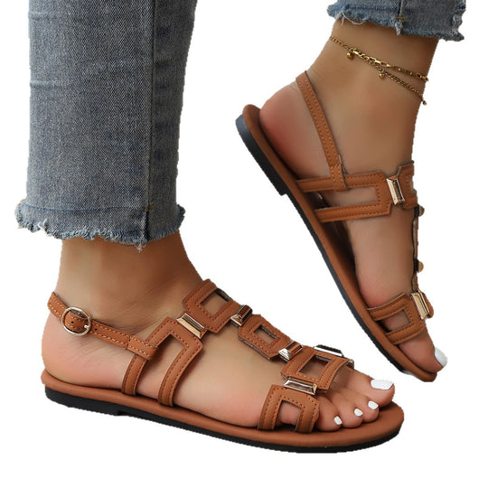 Damen elegante Sandalen mit modischen geometrischen Riemen EB