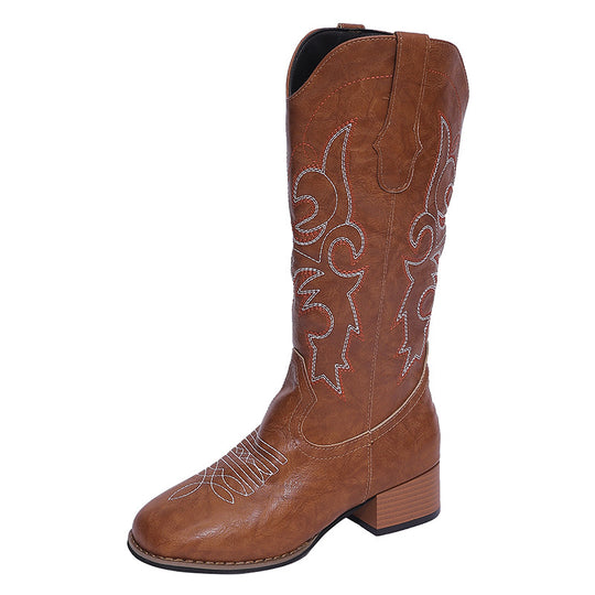 Damen Cowboystiefel im edlen Design mit detaillierter Stickerei EB