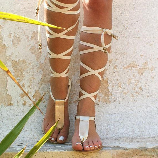 Damen Strand-Sandalen mit dekorativen Riemen und komfortabler Sohle EB