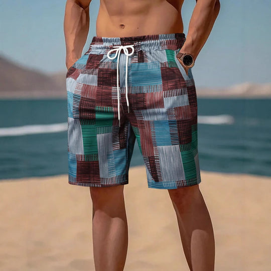 Herren stylische Bade-Shorts mit modernem Graphikmuster EB