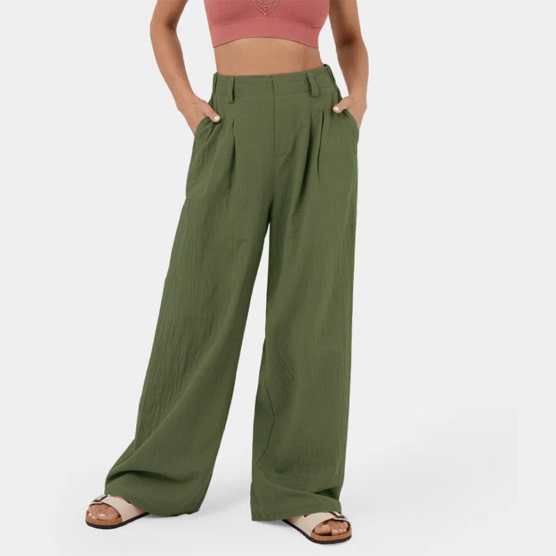 Damen Weite Chinohose mit elegantem Faltenwurf und seitlichen Taschen EB