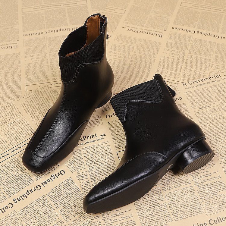 Damen elegante Chelsea-Stiefeletten mit flexiblem Stretch-Einsatz EB