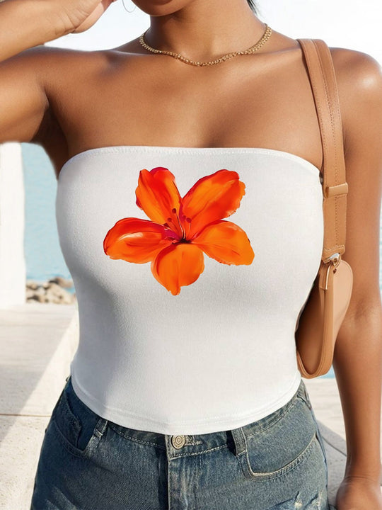 Damen Bandeau-Top mit fröhlichem Gespenster-Motiv EB