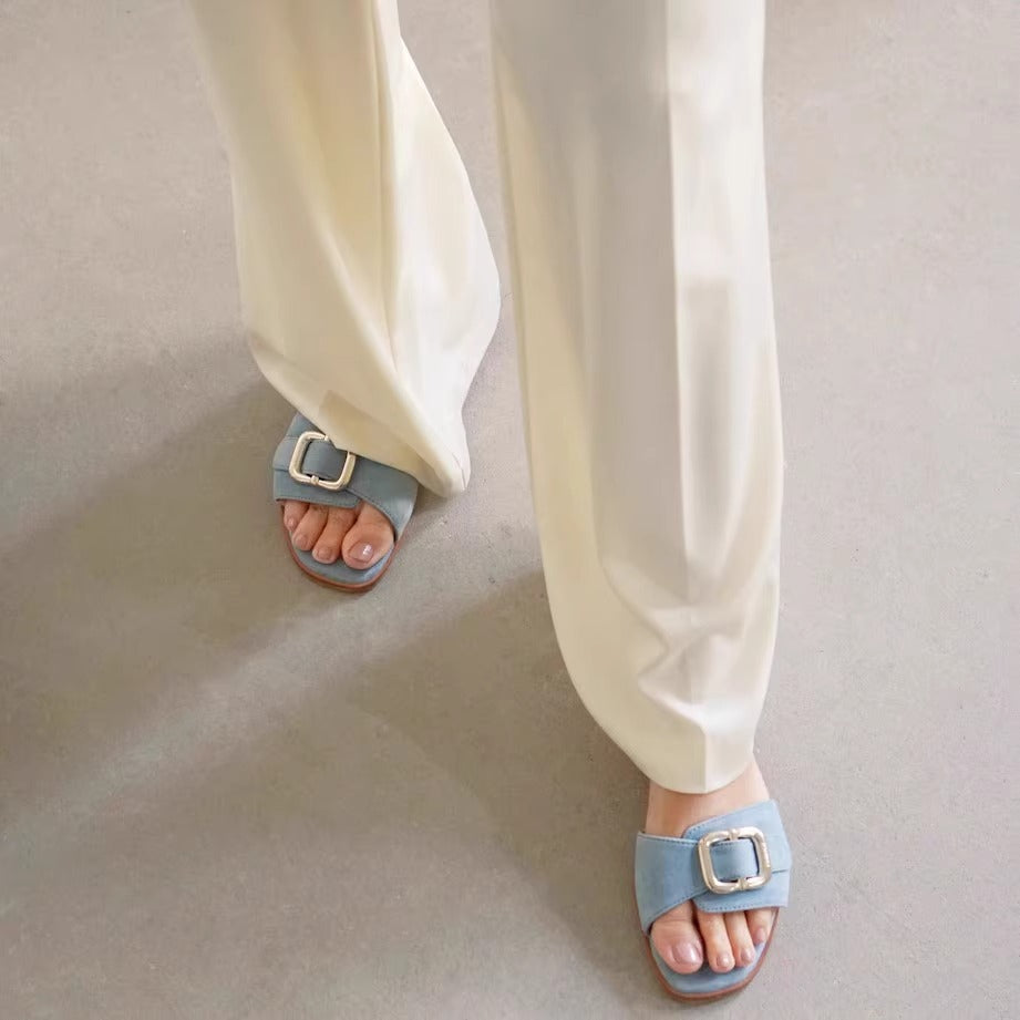 Damen elegante Mules mit modischem Schnallenakzent EB